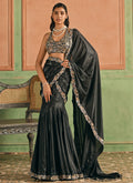 Black Embroidered Silk Saree