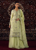 Pistachio Green Embroidered Silk Sharara Suit