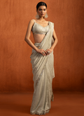 Sage Green Embroidered Silk Saree
