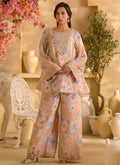 Soft Peach Multicolor Floral Embroidered Set