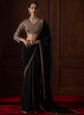 Black Embroidered Silk Saree