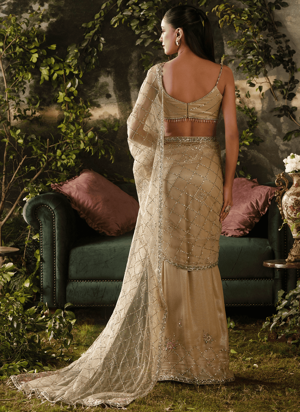 Soft Gold Embroidered Viscose Georgette Saree