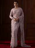 Soft Pink Embroidered Net Saree
