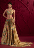 Yellow Floral Embroidered Georgette Lehenga